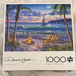 Darrell Bush Coastal Twilight 1000-Piece Puzzle with Blue and Green Shades